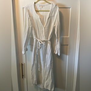 xirena white gauze belted dress lg